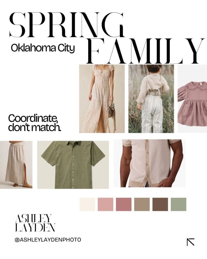Spring family outfit inspiration and color palette.