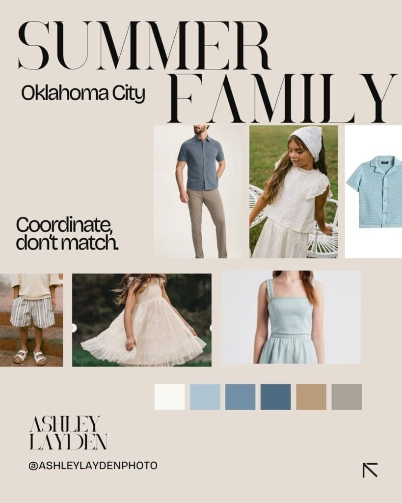 Summer family outfit inspiration and color palette